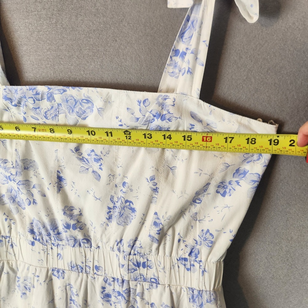 Hyacinth House Tuckernuck Dress Women's L White Blue Floral Chintz Teagan Midi - Picture 6 of 10